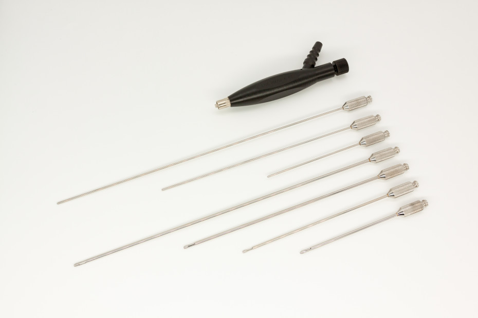 Laser lipolysis handpiece with suction, for bare fibres